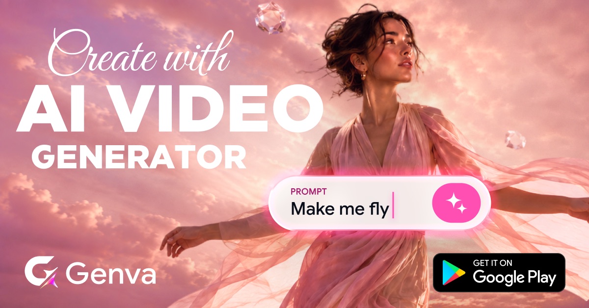 Genva Google Ads creative: AI Video Generator, pink dress