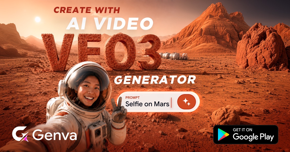 Genva Google Ads creative: Veo 3, selfie on Mars