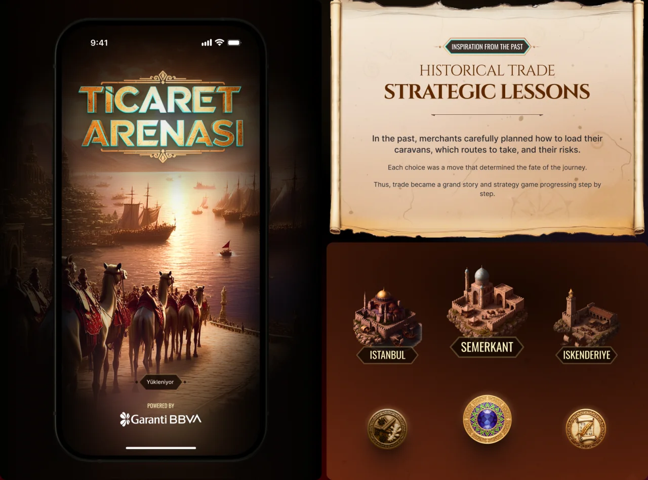 Silk Road world: loading screen, historical trade story and city map
