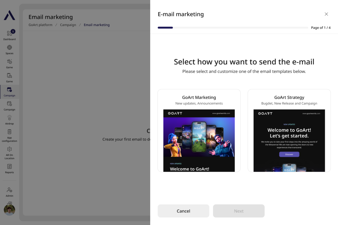 Brand Office email campaign template selection