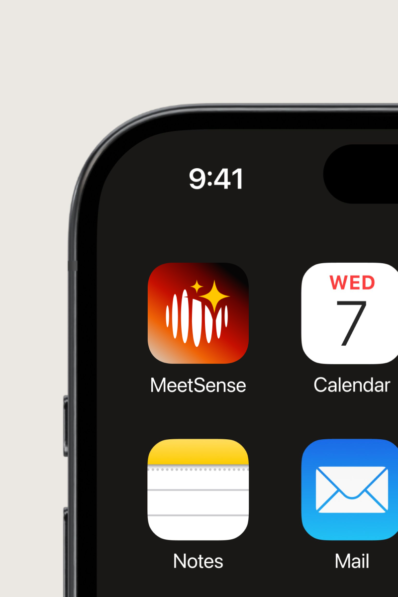 MeetSense app icon on an iPhone home screen