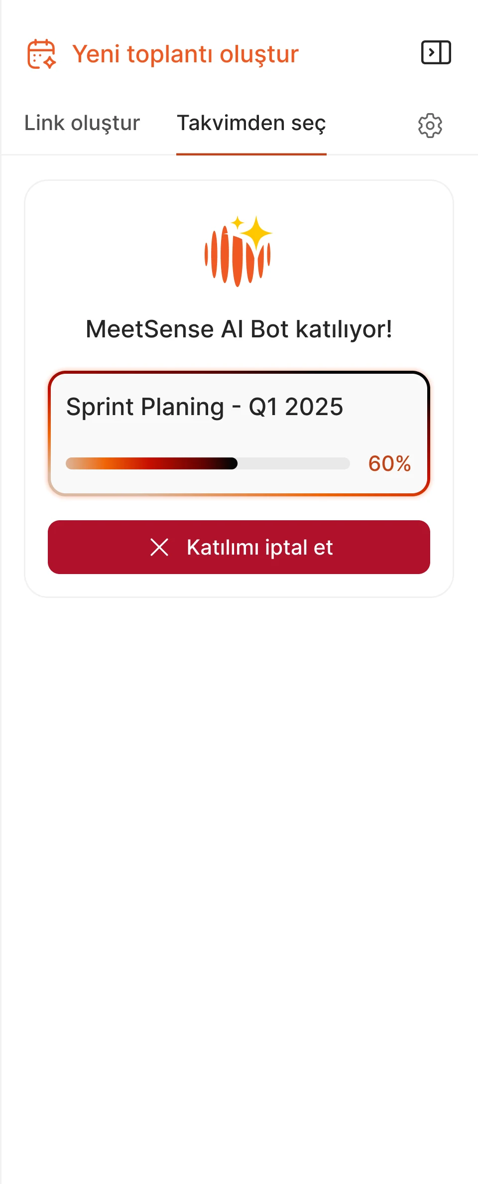 Bot joining panel: progress bar and cancel option